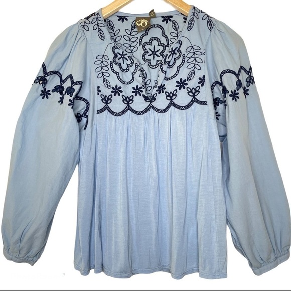 Anthropologie Tops - Anthropologie One September boho blue top XS